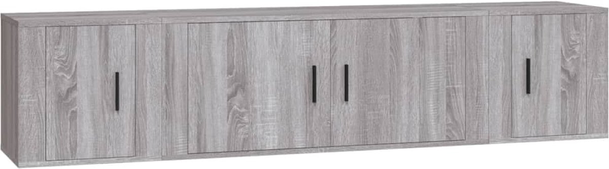 vidaXL - 3-delige - Tv-meubelset - bewerkt - hout - grijs - sonoma - eikenkleurig
