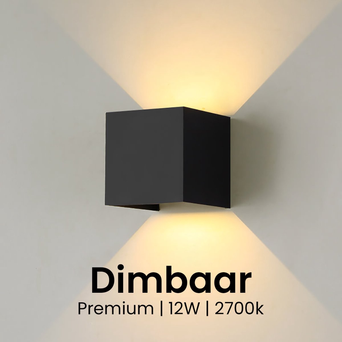 Wandlamp Up-down LED - Dimbaar - Zwart - 12W - 2700K - IP65 - Premium Design