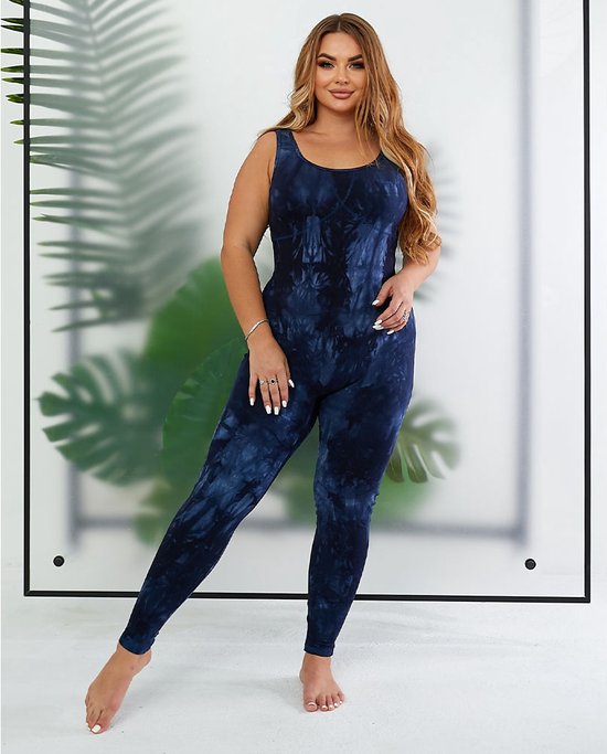 Samarali Serenity Blauw Tie-Dye Dames Jumpsuit - Multifunctionele Yoga & Fitness Outfit - Ademend, Comfortabel en Duurzaam