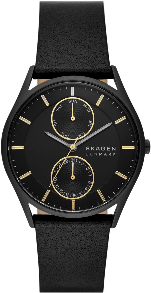 Skagen Holst Multifunction SKW6911 Horloge - Leer - Zwart - Ø 40 mm