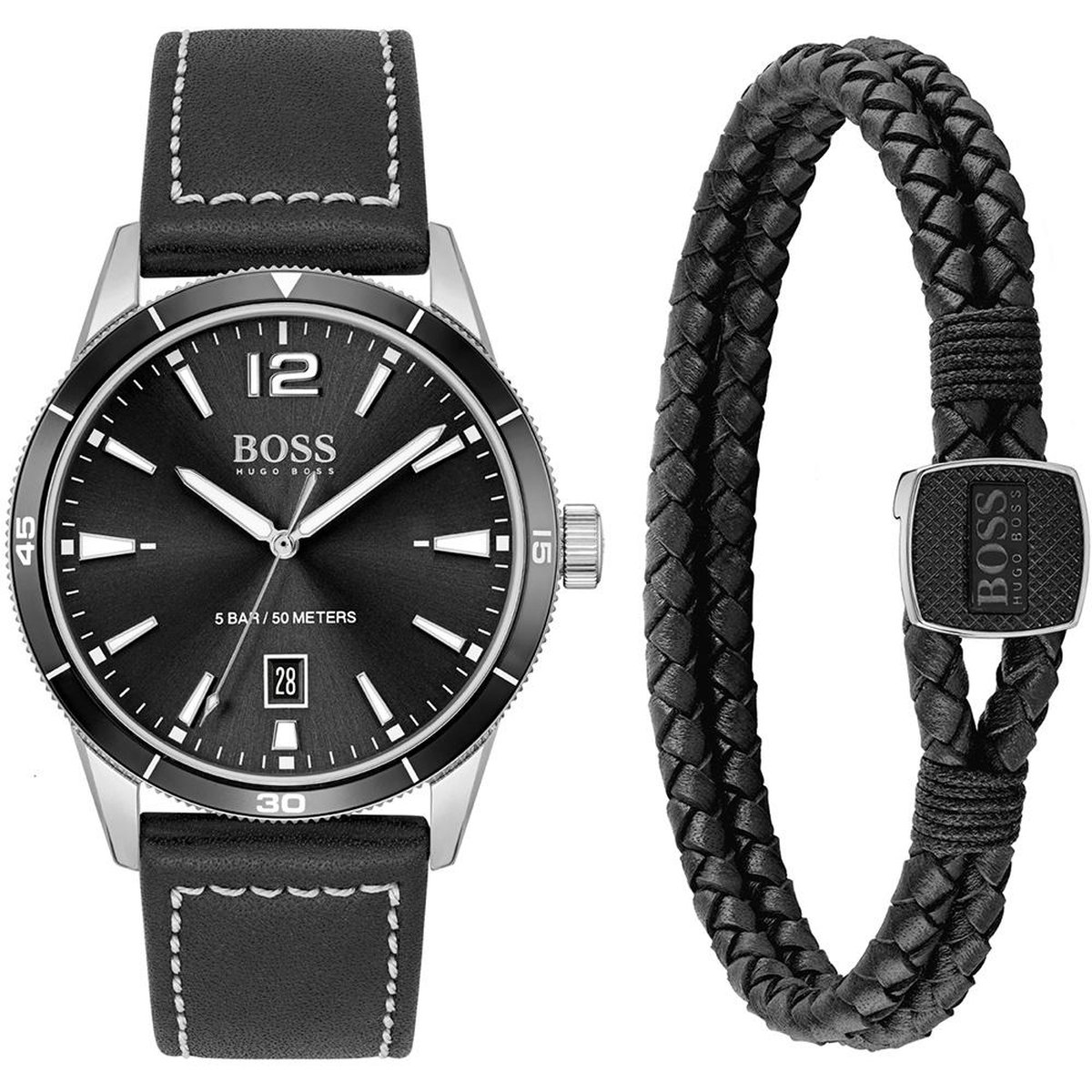 Hugo Boss Drifter 1570124 Horloge - Leer - Zwart - Ø 42 mm