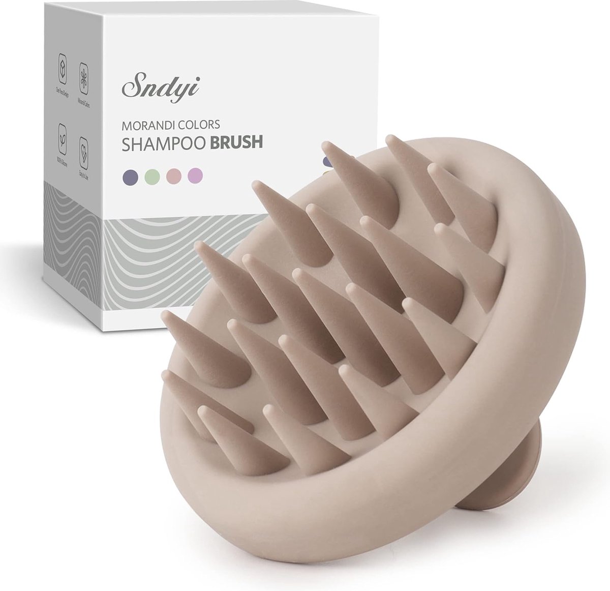Siliconen hoofdmassageborstel, shampooborstel voor peeling en hoofdmassage, premium hoofdmassageborstel [nat en droog], vermindert roos, stimuleert de haargroei, kaki