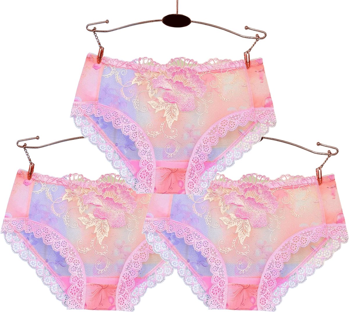 SissyMarket - Princess Diamonds panties - Slip - One-size - 3 Pink Panties