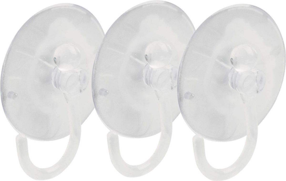 AMIG Ophanghaken met zuignap - 3x - kunststof - transparant - diameter 4 cm