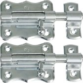 AMIG schuifslot/plaatgrendel - 2x -staal - 6 x 4.8 cm - verzinkt - zilver - deur - poort