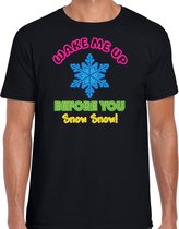 Bellatio Decorations Apres ski t-shirt heren - wake me up before you snow snow - zwart - wintersport L