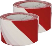 AMIG Afzetlint - 2x - rood/wit - 70 mm x 200 m - polyethyleen - markeerlint - afzettape
