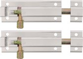 AMIG serrure coulissante/loquet à plaque - 2x - aluminium - 5 cm - argent - porte - clôture - fenêtre