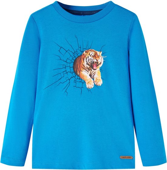 vidaXL-Kindershirt-met-lange-mouwen-tijgerprint-116-kobaltblauw