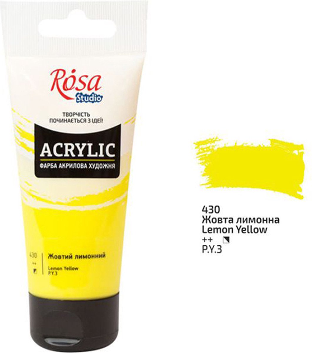 Rosa Studio acrylverf 75 ml lemon yellow - schilderen creatief.