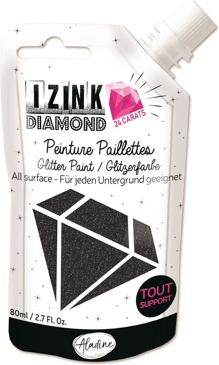 Zwart 24 karaat Glitterverf Izink Diamond