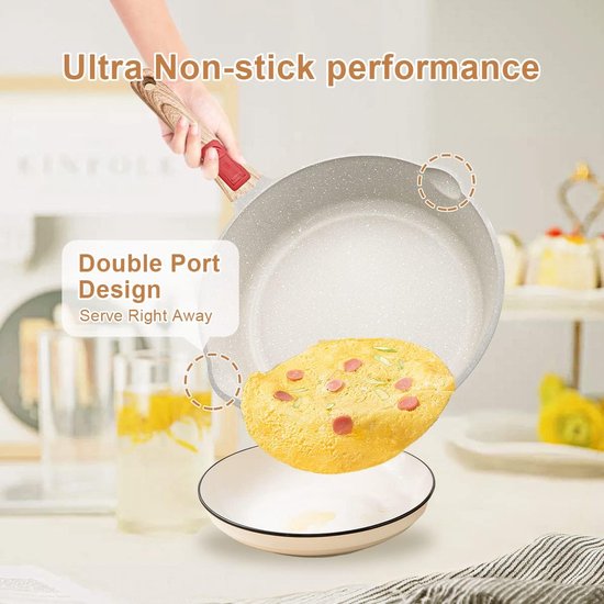 Bobikuke Pan 20 cm, braadpan, gecoat, anti-aanbaklaag, 5 cm binnenhoogte, pan met afneembare handgreep, geschikt voor alle warmtebronnen, ovenvast