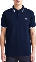 Fred Perry - Twin Tipped Shirt - Donkerblauwe Polo - XS - Navy/Wit