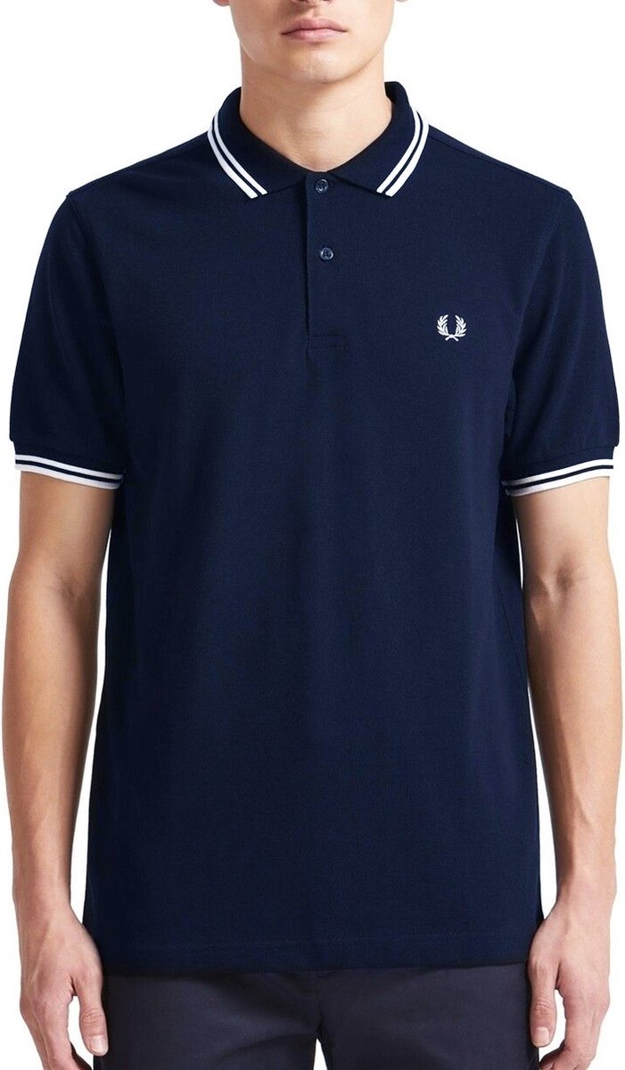 Fred Perry - Twin Tipped Shirt - Donkerblauwe Polo - XS - Navy/Wit