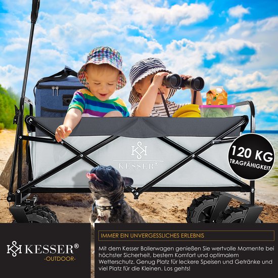 KESSER® Bolderkar opvouwbaar Bolderwagen tot 120 kg draagvermogen - Strandkar Transportkar - Grijs van KESSER — afbeelding 5