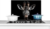 Spatscherm keuken 60x40 cm - Kookplaat achterwand Giraf - Portret - Zwart - Dier - Muurbeschermer - Spatwand fornuis - Hoogwaardig aluminium