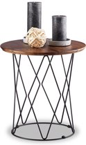 relaxdays bijzettafel houtlook - rond - metalen onderstel - salontafel - nachtkastje zwart