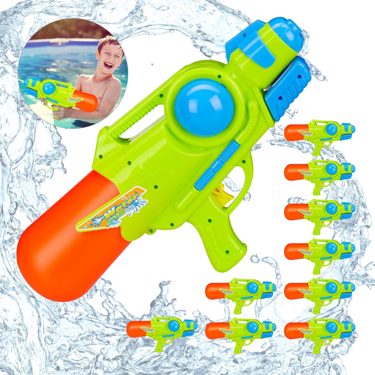 Relaxdays 10x waterpistool - super soaker kinderen - water gun - 1 liter reservoir