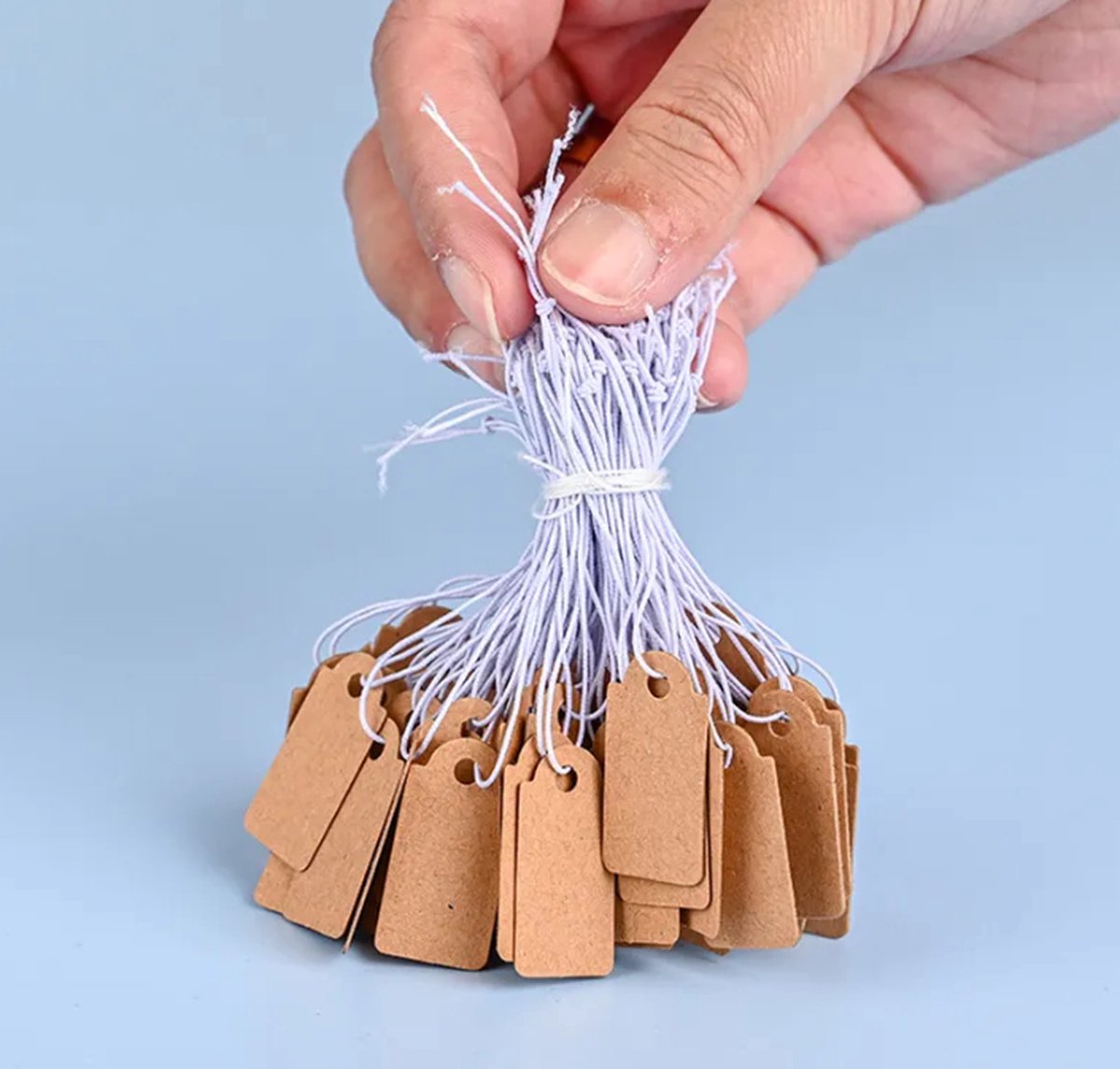 100 x Prijskaartjes Hang Tags met Touwtje - 25 x 15mm - Vintage Prijs Kaartjes - Etiket - Prijslabel - Hangtag - Tags - Bruin - Kaki - Handig om kleine producten mee te labellen - op Prijzenvolger.com