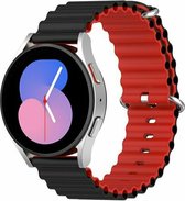 By Qubix 22mm - Ocean Style siliconen bandje - Zwart - rood - Huawei Watch GT 2 - GT 3 - GT 4 (46mm) - Huawei Watch GT 2 Pro - GT 3 Pro (46mm)