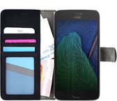 Motorola Moto G5 Plus Zwart wallet bookcase portemonnee hoesje