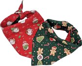 Kerst Bandana Hond - Kleurrijke Hondenbandana - Rood - Groen - Kerstmis - Kerstkabouters - Peperkoek - Zuurstokken - Gnomey Glamour - Paw My God! - Maat L