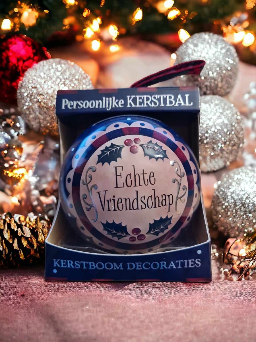 Persoonlijke kerstbal- Echte Vriendschap - spaarpot- cadeauverpakking - kerst- ornament -relief