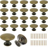 20 stuks vintage bronzen kastknoppen, ronde kastknoppen in vintage-stijl, chique ladegrepen, metalen handgreep, kastdeur, ladeknop, 30 mm ronde meubeldeurknoppen (brons)