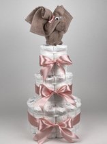 Chouette-Chouette | Luiertaart Meisje | Kraamcadeau | Geboorte Meisje | Babyshower | Olifant Pinkstone - donker Poeder Roze