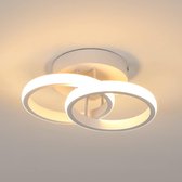Goeco Plafondlamp - 25cm - Klein - LED - 22W - Met Dubbele Cirkel - Voor Woonkamer Slaapkamer Keuken Balkon