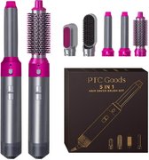 PTC Goods - 5 in 1 Set - Föhnborstel - Krultang - Stijltang - Hairwrap - Haardroger met Borstel - Krulborstel - Stijlborstel - Haarborstel - Multistyler - Goud