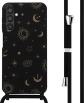 iMoshion Hoesje Geschikt voor Samsung Galaxy A25 Hoesje Met Koord - iMoshion Siliconen design hoesje met koord - Zwart / Sky Black