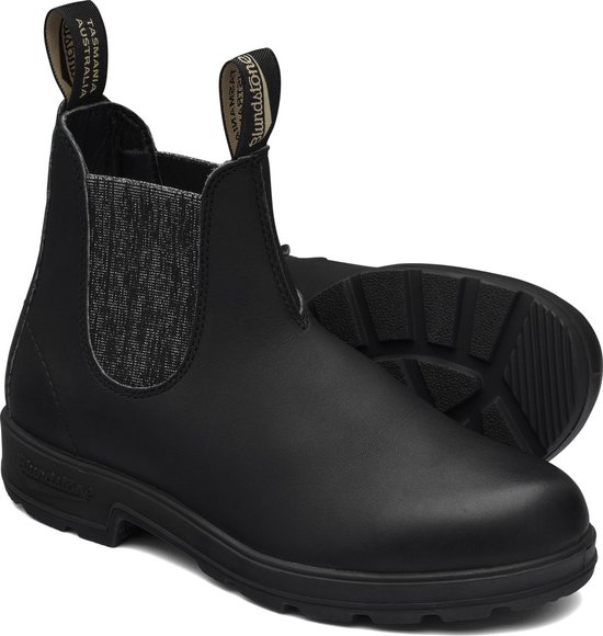 Blundstone Damen Stiefel Bottes pour femmes #2032 Voltan Leather Elastic (500 Series) Noir/Argent Glitter-7.5UK