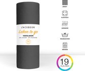 Jacobson - Hoeslaken - 160x200cm - Jersey Katoen - tot 23cm matrasdikte - Antraciet