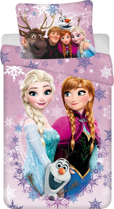 Foto: Disney frozen dekbedovertrek elsa en anna eenpersoons 140 x 200 cm katoen