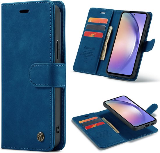 Casemania Hoesje Geschikt voor Samsung Galaxy A52 & A52S Navy Blue - 2 in 1 Magnetic Book Case