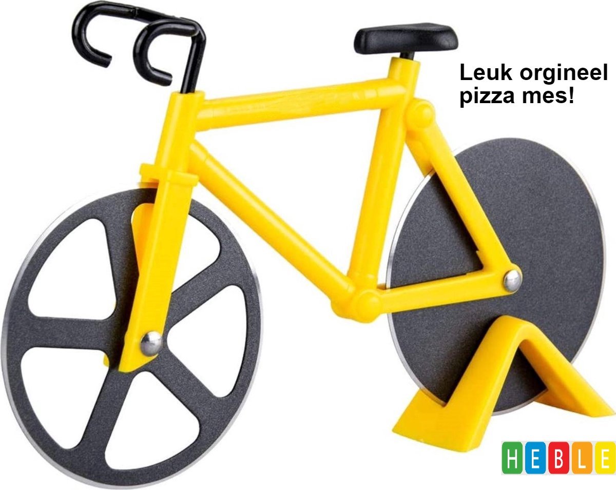 *** Pizzasnijder Fiets – fiets – Pizzames – Pizza roller – RVS – Pizzaschaar - van Heble® ***