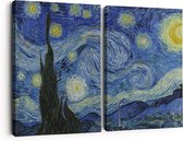 Artaza Peinture sur Toile Diptyque La Nuit Étoilée - Vincent van Gogh - 120x80 - Photo sur Toile - Impression sur Toile