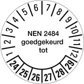 NEN 2484 goedgekeurd tot sticker 24-29 op vel 20 mm - 36 per kaart