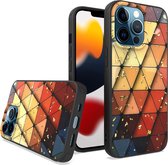 LuxeBass marmer triangle siliconen back cover voor iPhone 15 Pro | achterkant bescherming | valbestendig tot 1m