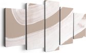 Artaza Peinture sur toile Pentaptyque Art abstrait – Rayures Witte sur beige – 200 x 100 – Groot – Photo sur toile – Impression sur toile