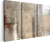 Artaza Canvas Schilderij Drieluik Abstracte Kunst Bruin met Beige - 60x40 - Klein - Foto Op Canvas - Canvas Print