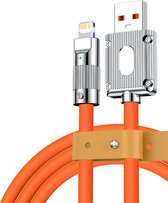 DrPhone LSC - Lightning naar USB – 120W 6A - Liquid Vloeibare Siliconen Ultrazacht Power kabel - Snel opladen + Data - Oranje – 1M