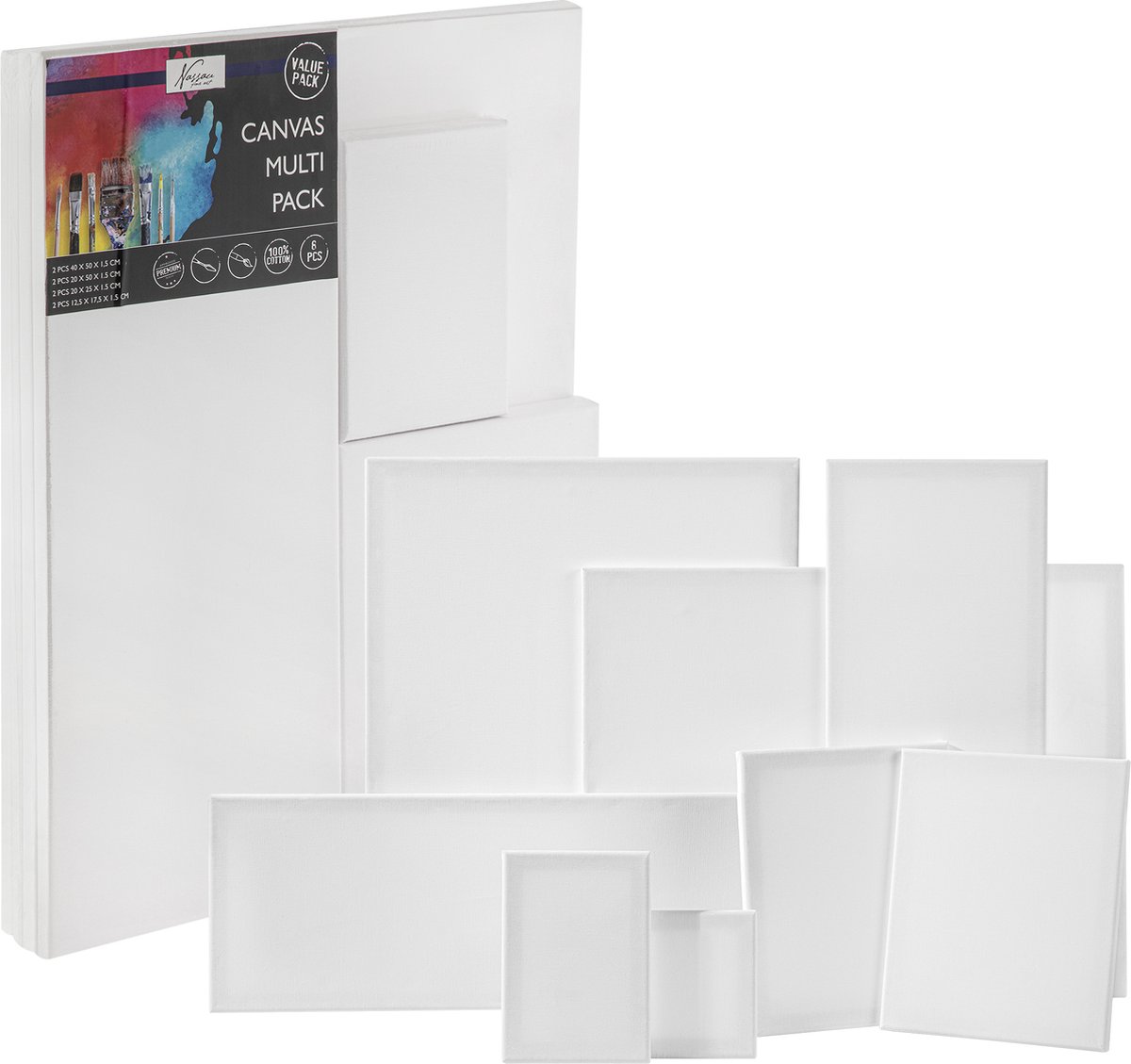 Schildersdoeken Set 8pcs - Verschillende Formaten - Voorraadverpakking voor Hobbyverf - acrylverf - olieverf - aquarelverf - hoge kwaliteit — afbeelding 6