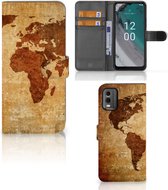 Telefoonhoesje Geschikt voor Nokia C32 Wallet Bookcase Wereldkaart