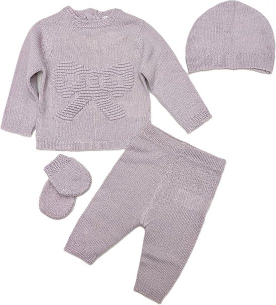 Bonjour Bébé - Coffret cadeau - Lilas - Ensemble de vêtements tricotés - 4 pièces - Taille 3 3-6 mois - 68