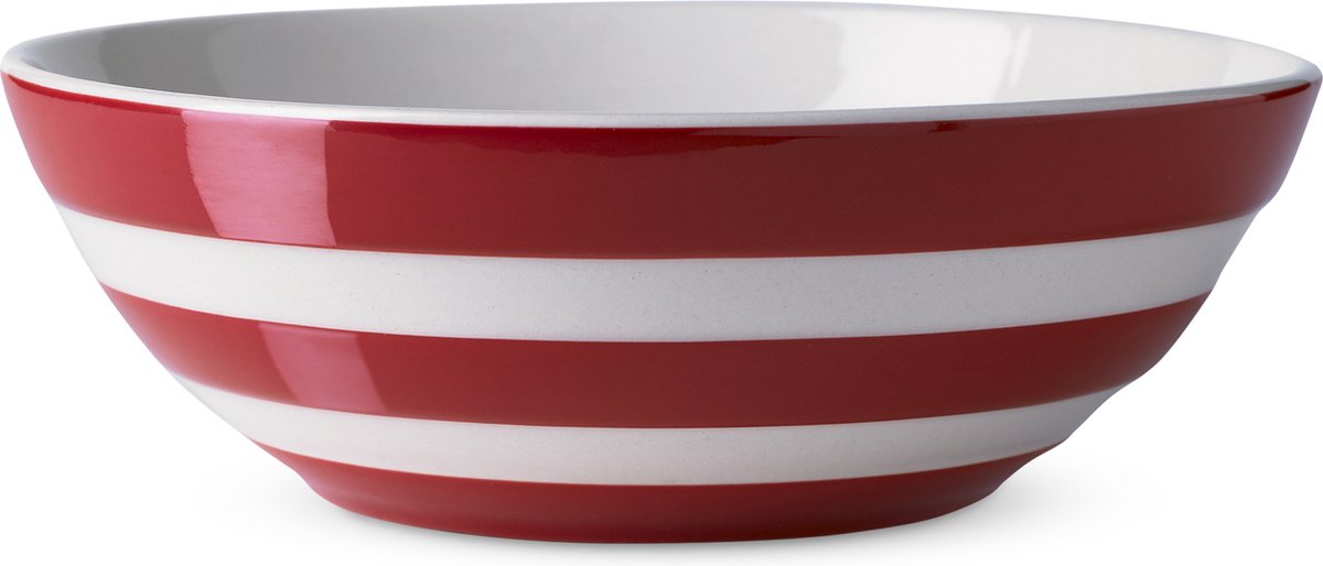 Cornishware Red - cereal bowl - ⌀17cm - ontbijtkom - rood - wit - gestreept