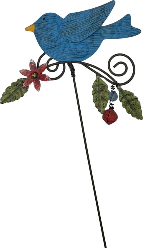 Tuinstekers-Vogel-Set van4-34cm-Rood-Wit-Blauw-Geel