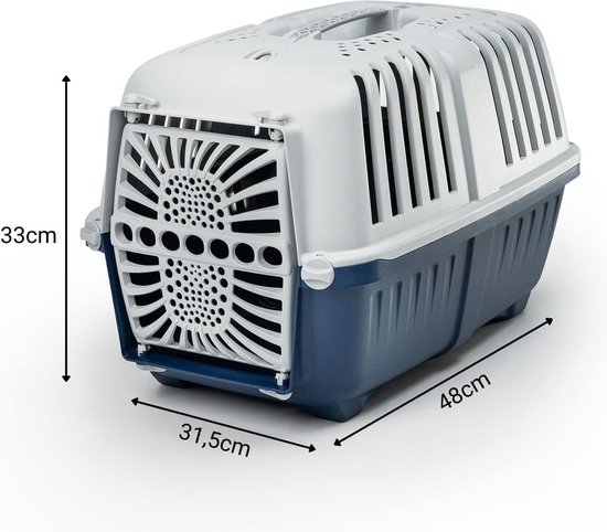 HENGMEI Transportbox Voor Huisdieren – Geschikt Voor Kleine Honden, Katten En Konijnen, Met Ijzeren Deur, Ventilatie, Urinebarrière, Draaggreep, 49,5 X 33,5 X 36 Cm