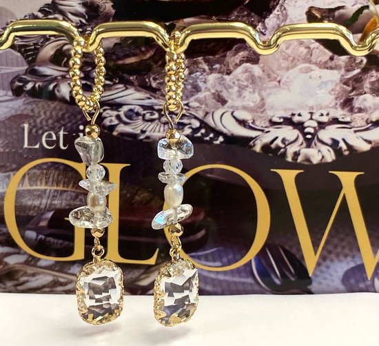 Boucles d'oreilles avec cristal, perles et zircone